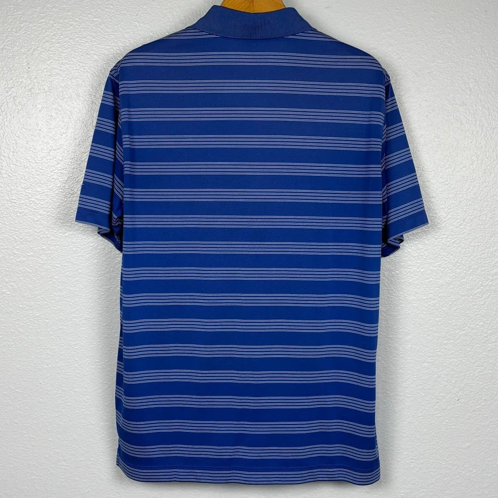Nike Golf Dri-FIT Tour Performance‎ Blue Stripe Polo Shirt Mens Large
